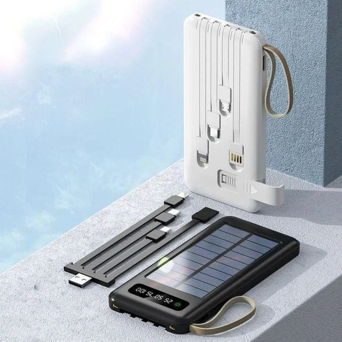 AMI AM-26 Multi-Input Solar Power Bank 20000mAh With Fast Charging & LED 4-Level Battery Indicators With Cables - Image 2