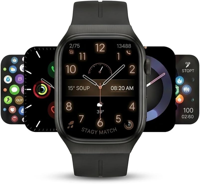 Smartbarry A63 Smartwatch - 2.2-Inch HD Curved AMOLED Screen - Fitness Tracker with Heart Rate, SpO2, and Sleep Monitoring - Water Resistant Sports Watch for Android & iOS - Black - Image 2