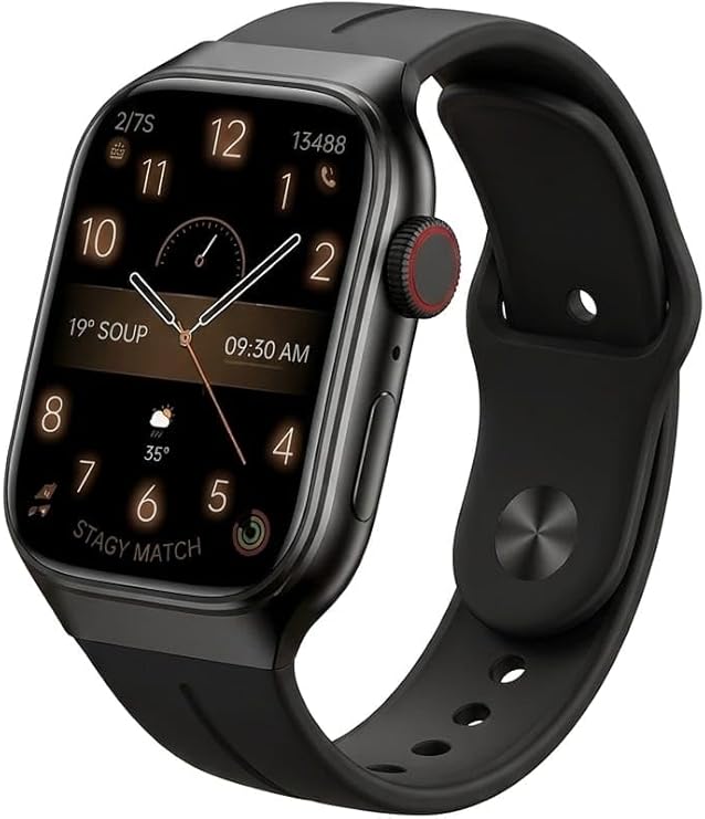 Smartbarry A63 Smartwatch - 2.2-Inch HD Curved AMOLED Screen - Fitness Tracker with Heart Rate, SpO2, and Sleep Monitoring - Water Resistant Sports Watch for Android & iOS - Black