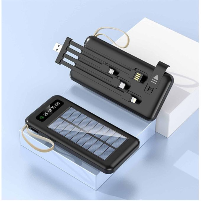 AMI AM-26 Multi-Input Solar Power Bank 20000mAh With Fast Charging & LED 4-Level Battery Indicators With Cables