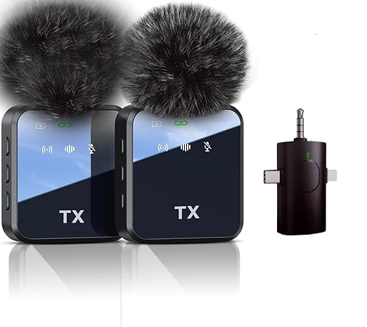 F11-2 Wireless Tie Mic with Two Microphones Compatible Android/iOS Plug-Play Mini Micro Wireless Noise ReductionF11-2 Wireless Tie Mic with Two Microphones Compatible Android/iOS Plug-Play Mini Micro Wireless Noise Reduction