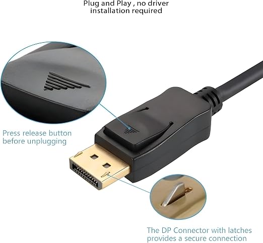 CIZMI 4K DisplayPort to HDMI Adapter Cable | DP To HDMI 2.0 Unidirectional Conversion | 3301W Chip | 18Gbps | 4K@60Hz x 2K@120Hz HDTV | Compatible With Laptop, PC, Monitor, Projector | 1.8 m - Image 4