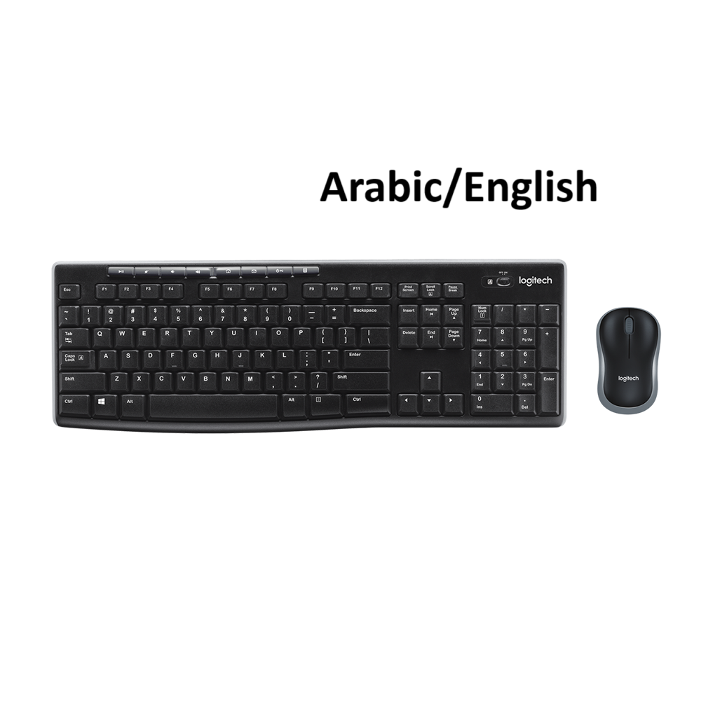 Logitech MK270 Wireless Combo Keyboard Mouse, Arabic/English